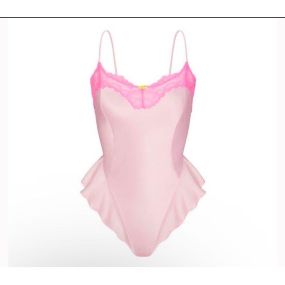 NWT Skims stretch satin lace cherry blossom